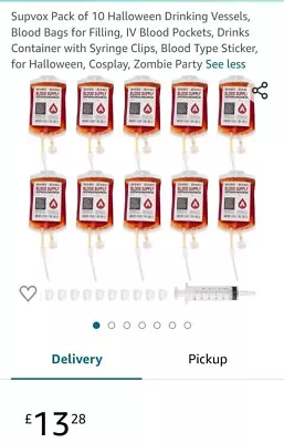 Buy Supvox Pack Of 10 Halloween Drinking Vessels, Blood Bags For Filling, IV Blood • 5£