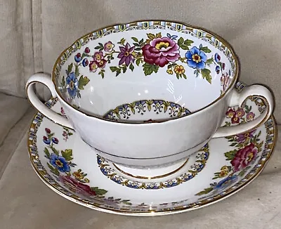 Buy Vintage Royal Grafton Malvern Soup Coupes Bowl And Stand 2 Handled China Cup • 12.99£