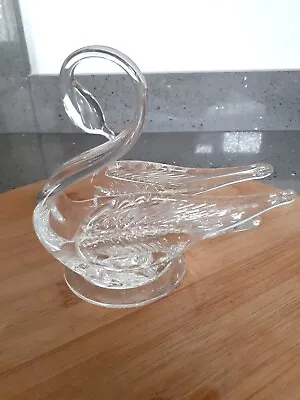 Buy Good Vintage Edinburgh Crystal Clear Glass Swan Trinket Dish • 8£