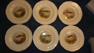 Buy Six 1930's Art Deco Woods Ivory Ware Gilt Edged Fish Pattern Plates • 49.99£