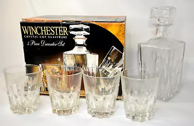 Buy WINCHESTER CRYSTAL CUT GLASSWARE 5 PIECE Beverage SET Decanter Old Fashion Italy • 47.65£