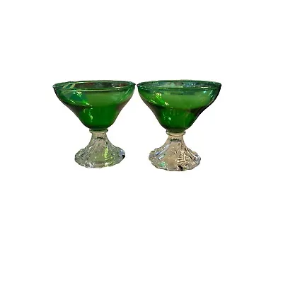 Buy Vintage Set Of Two 1950's Anchor Hocking Green Boopie Sherbet/champagne Glasses • 16.89£