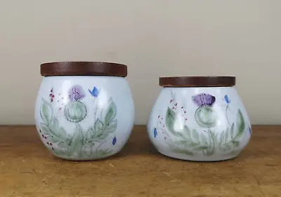 Buy Vintage Buchan Portobello Scotland Thistle Stoneware Lidded Sugar Bowls X 2 • 12.50£