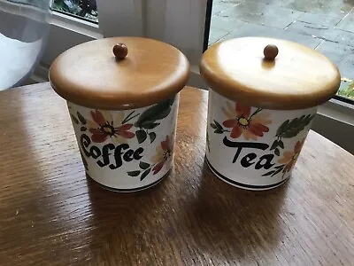 Buy Vintage Retro Hand Painted Toni Raymond Pottery Tea & Coffee Jars With Lids • 15£