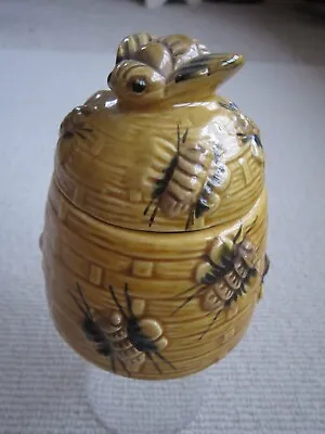 Buy Vintage Glazed Amber Ceramic Lidded Beehive Honey Pot With Embossed Bees • 12£