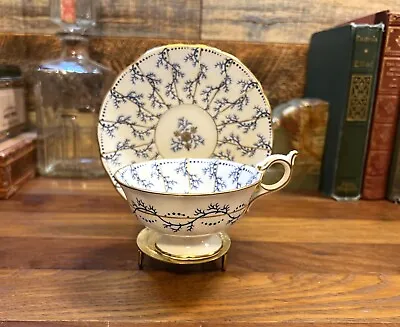 Buy Coalport Blue & White Teacup With Saucer, Vintage • 28.45£