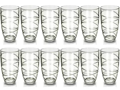 Buy Livivo 4/8/12 Deluxe Swirl Plastic Acrylic Hi Ball Tumblers Lrg Drinking Glasses • 24.99£