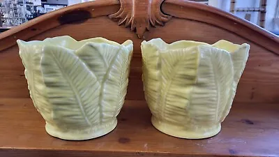 Buy SYLVAC PAIR OF LEAF PLANTERS Yellow Great Condition  • 40£