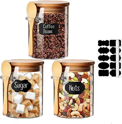 Buy Glass Jars With Airtight Lid And Spoon, Glass Food Storage Jars Containers, Over • 19.10£