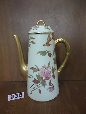 Buy C.1905 Antique Royal Worcester Blush Ivory Gilded Coffee Pot - Ribbon Handle • 89.95£