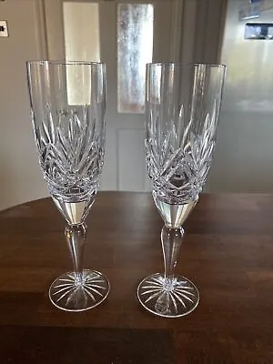 Buy Pair Of Royal Doulton International Crystal Heavy Champagne Flutes 8 3/8in Tall • 18£