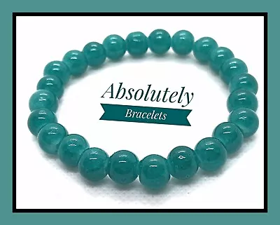 Buy Teal Green  Crackled Glass Beaded Stretch Elastic Bracelet Handmade Bangle • 3.49£