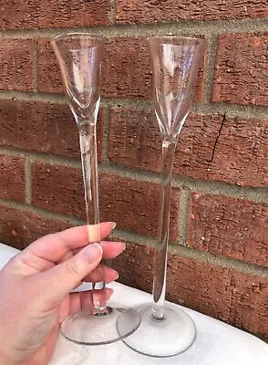Buy Tall Stem Glass Dinner / Taper Candle Holders 'Not A Matching Pair' • 9.99£