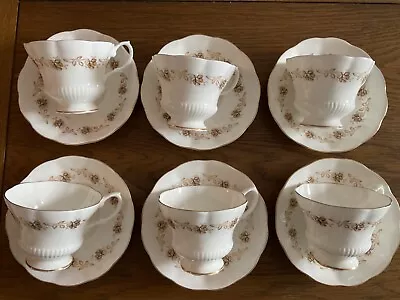 Buy Vintage Royal Albert Fine Bone China Cups Saucers Tea Set X 6 Gold Leaf England • 9.99£