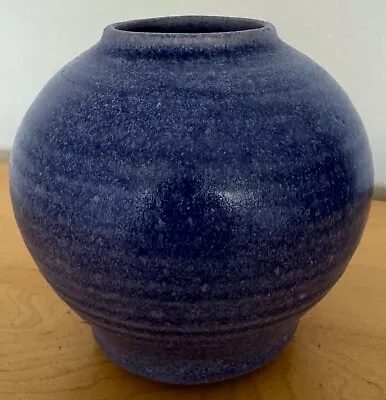 Buy Vintage 70s Periwinkle Studio Pottery Bulbous Vase Modern Hand-Crafted Signed • 38.43£