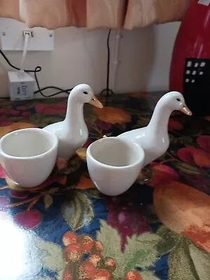 Buy Pair Of Quail Pottery Duck Goose Egg Cup Hand Painted Collectable • 22£