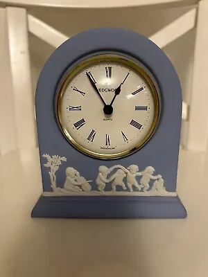 Buy Wedgwood White On Pale Blue Jasper Mantle Dome Clock With Battery • 20£