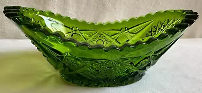 Buy Vintage L. E. Smith Green Depression Glass Quintec Pattern Bowl Dish • 20.65£