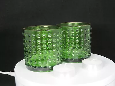 Buy New 2 Green Glass Dimple Design/Gold Rim Tealight Holders + 2 Tealight Candles  • 5.50£