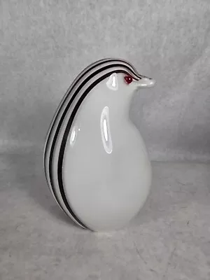 Buy Murano Style Art Glass 7” Tall Penguin Figurine Stripe Red Eyes • 32.68£