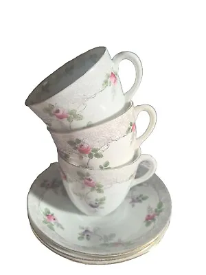 Buy 3 Shelley Bone China Cups & Saucers. Roses Pattern 10750 • 9.99£