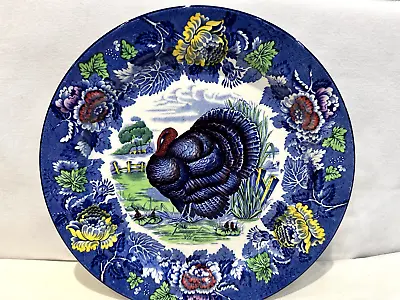 Buy Antique Woods Burslem English - Enoch 1784 - Ralph 1750 Floral Turkey Blue Plate • 32£