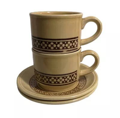 Buy Pair Of Vintage Biltons Ironstone Cups And Saucers Beige Brown Staffordshire • 8.99£
