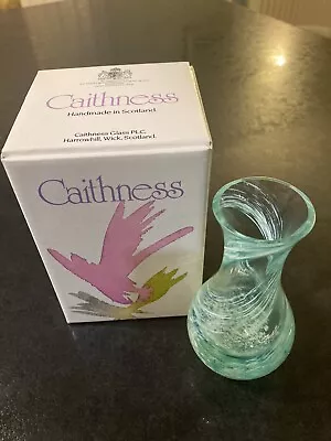 Buy Caithness Green /Aqua Swirl Glass Bud / Posy Vase With Box CG5/88 • 5£