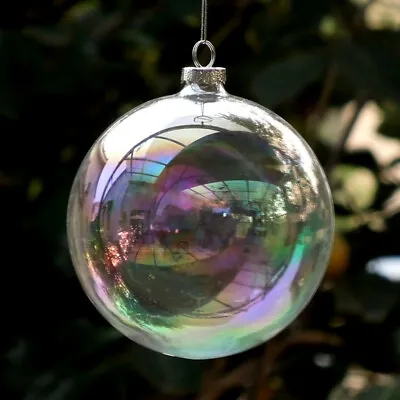 Buy 50x Clear Iridescent Glass Ball Fillable Baubles Christmas Wedding Tree Hanging • 85.95£