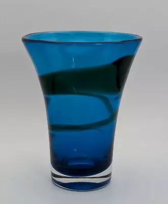 Buy Whitefriars Studio Glass Blue/Green Ribbon Trail Vase No 7909 Geoffrey Baxter • 145£