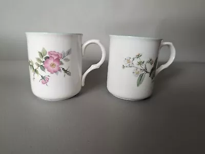Buy Vintage Crown Trent Staffordshire Fine Bone China Mugs X 2 Floral Design (Btub5) • 6.99£