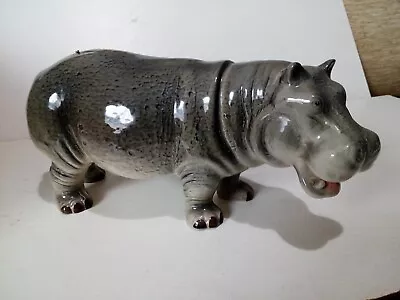 Buy Hippo, Large Grey Ceramic Hippo Ornament, Melba Ware • 30£