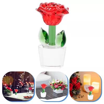 Buy  Crystal Floral Figurine Rose Flower Decor Gift Ornaments Blown Glass Statue • 13.38£