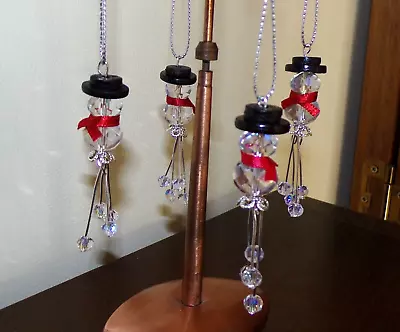 Buy * Czech Rondelle Crystal Bead Hanging Snowman Handmade Ornament* • 6.50£