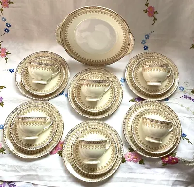 Buy Vintage Aynsley China Tea Set, 6 Trios, Cake Plate, Stunning Cream & Gold • 14.99£