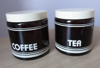 Buy Vintage Retro CLP Brown Glass Tea/Coffee Caddy Jar Set • 9.99£