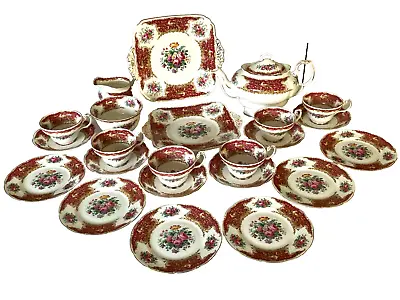 Buy Vintage EB Foley (1948-1963) MONTROSE (Red) Bone China Floral Tea Set Inc Teapot • 120£
