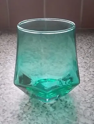 Buy Green/teal Glass Tea Light Candle Holder Hexagonal Base. Approx 10 X 10 X 10cm • 3£