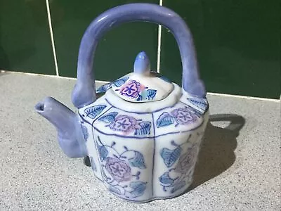 Buy Vintage Handpainted Blue White Floral Miniature Ornamental Teapot Made In China • 9.99£