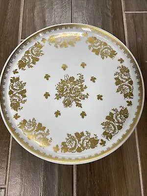 Buy Vintage Hand Painted Gold Floral Porcelaine De France 11  Pedestal Cake Plate • 32.63£