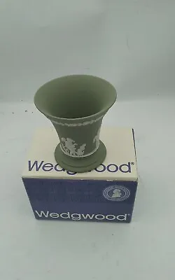 Buy Wedgwood Jasperware Sage Green Arcadian /Bud Vase . Boxed • 15£