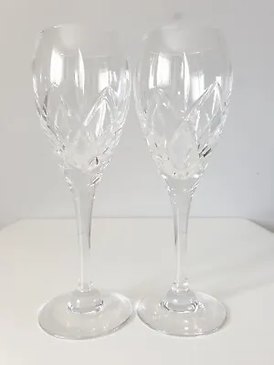 Buy 2 X Modern Crystal Cut Wine Glasses 19 Cm H • 13.99£