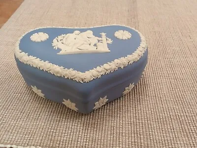 Buy Wedgewood Blue Jasper  Heart Shaped Trinket Box 5   Long In Excellent Condition  • 5£