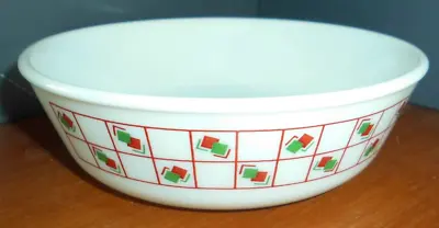 Buy Pyrex Geometric Red & Green Square Cereal / Dessert / Soup Bowl 8 Avail Ex Cond • 4.50£