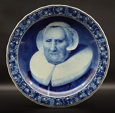 Buy ANTIQUE Porceleyne Fles/Royal Delft Blue & White Charger With Elisabeth Bas 1910 • 550.46£