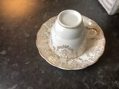 Buy Vintage Bone China White And Gold Tea Cup X 1 & 2 Saucers • 3£