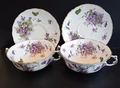 Buy Pair Hammersley - Victorian Violets Englands Countryside - Soup Cups & Saucers - • 14£