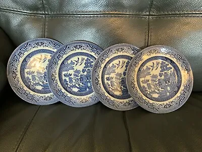 Buy Old Willow Broadhurst Staffordshire Ironstone X4 Side Plate 17cm Blue & White • 12.99£