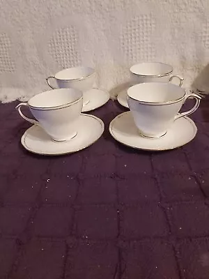 Buy Vintage Duchess Ascot Pattern 5 Cups & 4 Saucers White & Gold Bone China • 9.99£