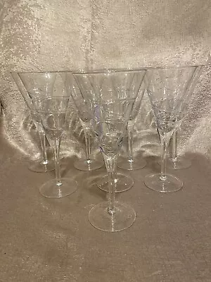 Buy Set 8 Tall Crystal Cut Glass Spiral Swirl Conical Shape Wine Glasses • 59.99£